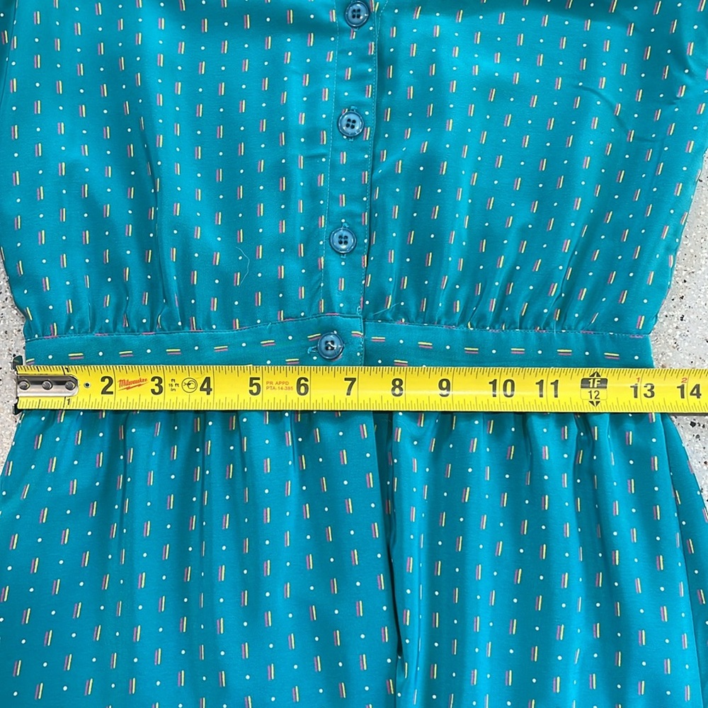 VINTAGE SHORT SLEEVE FIT AND FLARE DRESS GREEN SIZE 6 - Picture 10 of 12